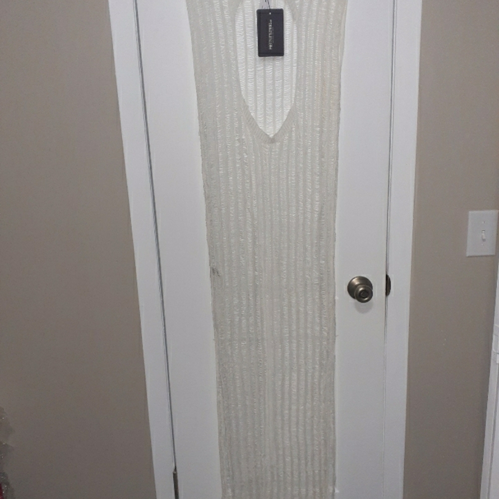 PrettyLittleThing Open-Knit Sweater Top in Ivory